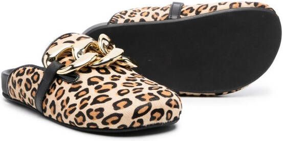 Florens Slippers met luipaardprint Beige