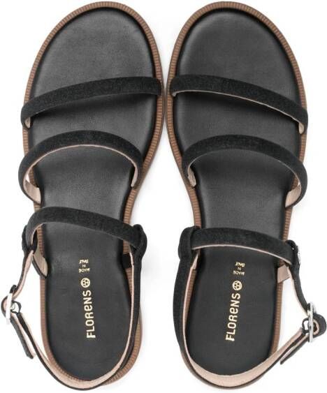 Florens Leren sandalen Zwart