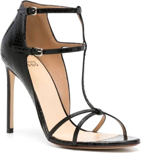 Francesco Russo Sandalen met slangenleer-effect 105 mm Zwart