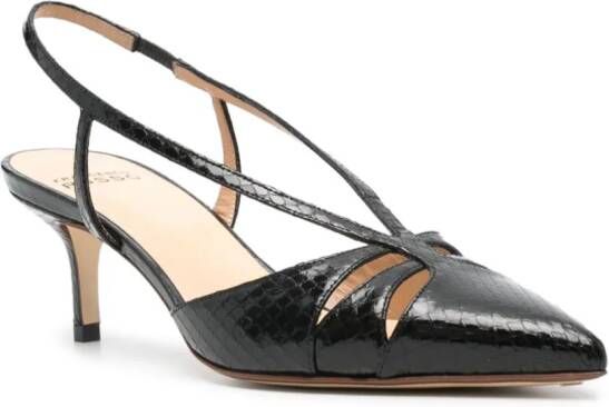 Francesco Russo 55mm leren pumps met slangen-reliëf Zwart