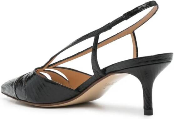 Francesco Russo 55mm leren pumps met slangen-reliëf Zwart