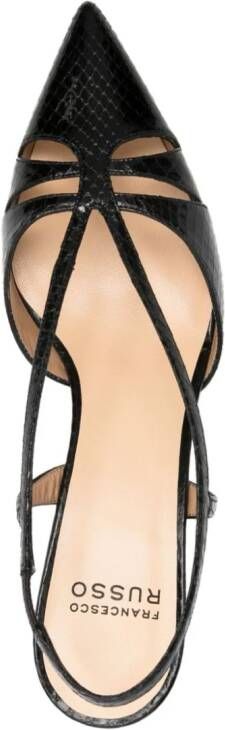Francesco Russo 55mm leren pumps met slangen-reliëf Zwart