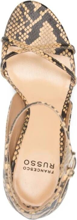 Francesco Russo 75mm leren sandalen met slangen-reliëf Beige