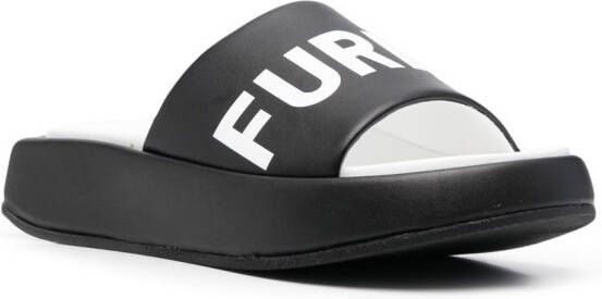 Furla Slippers met logoprint Zwart