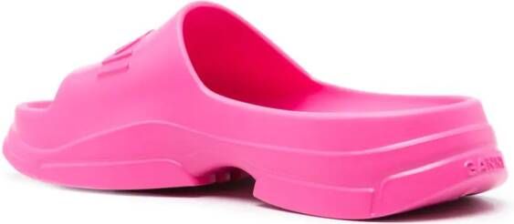 GANNI Chunky slippers met logo-reliëf Roze