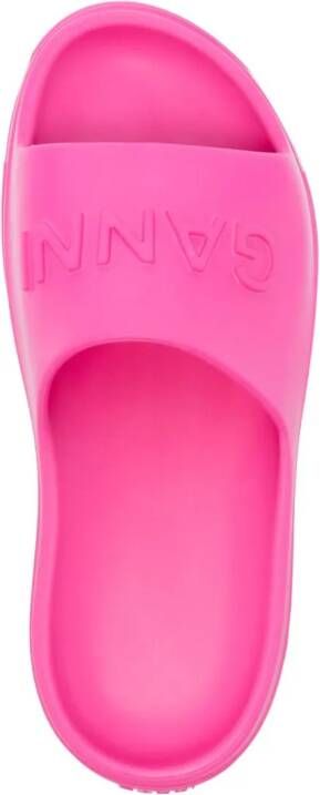 GANNI Chunky slippers met logo-reliëf Roze