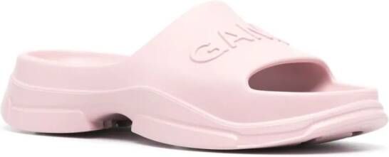 GANNI Chunky slippers met logo-reliëf Roze