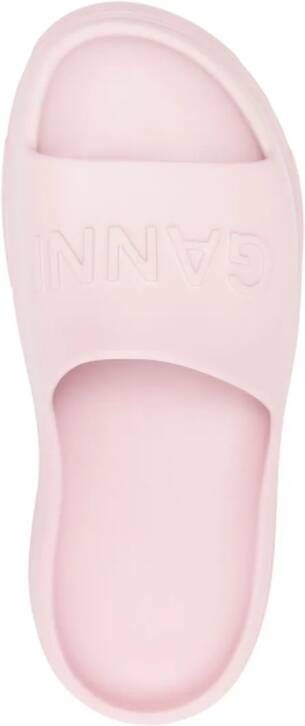 GANNI Chunky slippers met logo-reliëf Roze