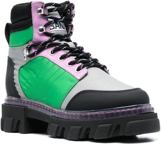 GANNI Hiking boots met colourblocking Zwart