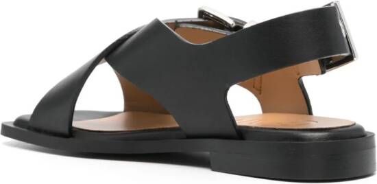 GANNI crossover-strap bucked sandals Zwart