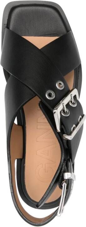 GANNI crossover-strap bucked sandals Zwart