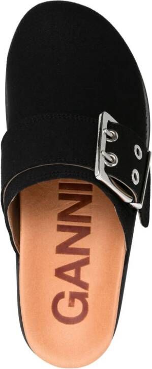 GANNI Feminine Buckle vilten slippers Zwart