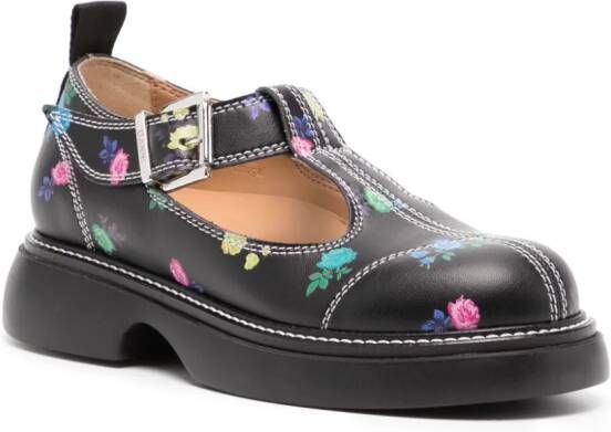 GANNI Flower Everyday Mary Jane schoenen met bloemenprint Zwart