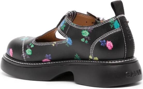 GANNI Flower Everyday Mary Jane schoenen met bloemenprint Zwart