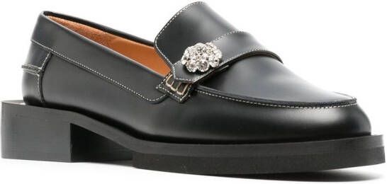 GANNI Loafers met kristallen knoop Zwart