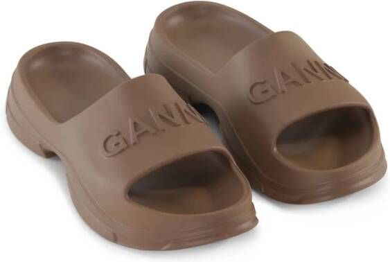 GANNI Slippers met plateauzool Bruin