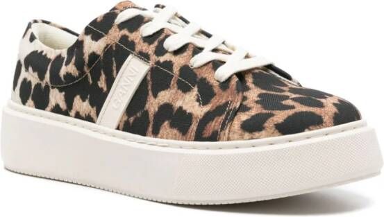 GANNI Sneakers met luipaardprint Bruin