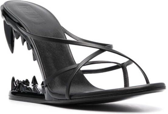 GCDS Morso Thongs leren sandalen Zwart