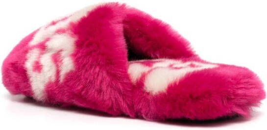 GCDS Slippers met logoprint Roze