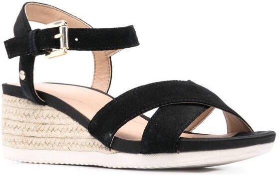 Geox Ischia sandalen met sleehak Zwart