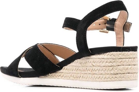Geox Ischia sandalen met sleehak Zwart