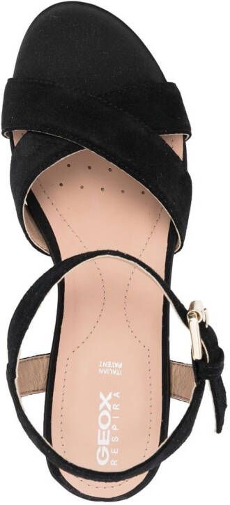 Geox Ischia sandalen met sleehak Zwart