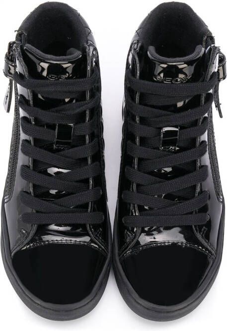 Geox Kids Kalispera lakleren sneakers Zwart