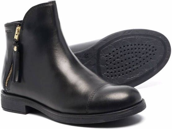 Geox Kids Leren enkellaarzen Zwart