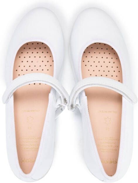 Geox Kids Plie ballerina's met klittenband Wit