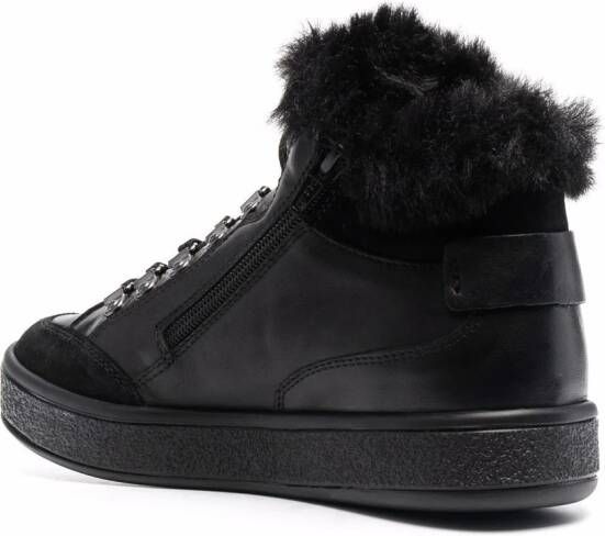 Geox Leelu sneakers met afwerking van bont Zwart