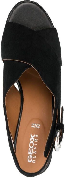 Geox Ponza sandalen met sleehak Zwart