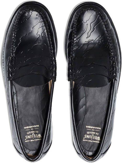 G.H. Bass & Co. x Maharishi Weejun Larson loafers met reliëf Zwart