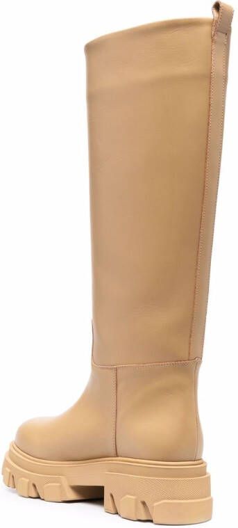 GIABORGHINI Enkellaarzen met geribbelde zool Beige
