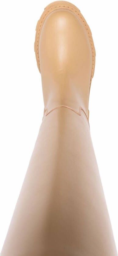 GIABORGHINI Enkellaarzen met geribbelde zool Beige