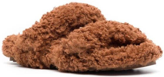 GIABORGHINI Pluizige slippers Bruin