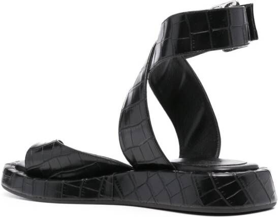 GIABORGHINI Roxanne sandalen met krokodillen-reliëf Zwart