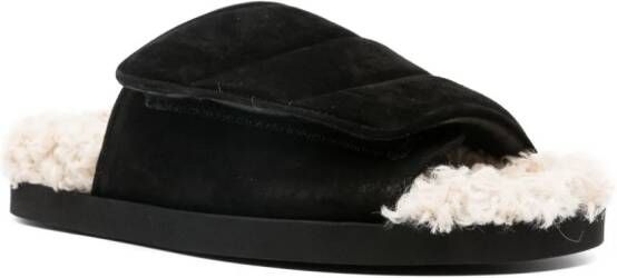 GIABORGHINI Slippers met imitatie lamswol Zwart