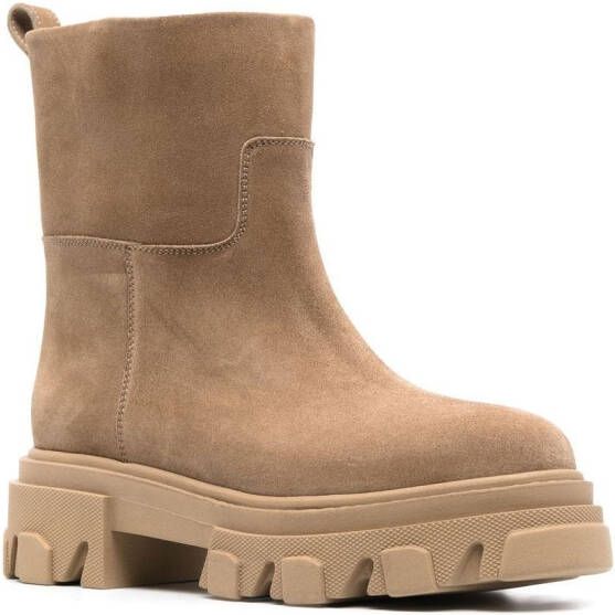 GIABORGHINI Leren enkellaarzen Beige