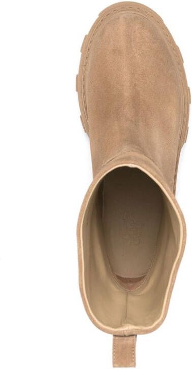 GIABORGHINI Leren enkellaarzen Beige