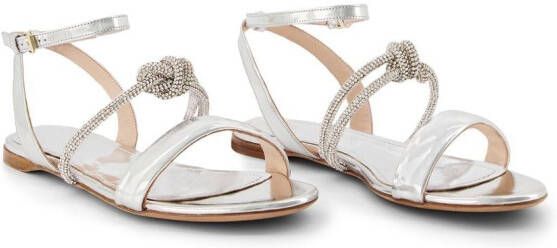 Giambattista Valli Sandalen met kristallen strik Zilver