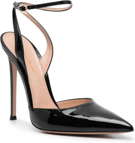 Gianvito Rossi 130mm patent pointed sandals Zwart