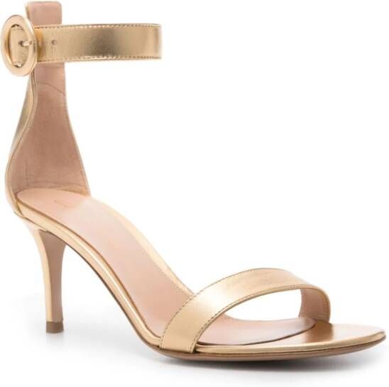 Gianvito Rossi 70mm Portofino metallic sandalen Goud