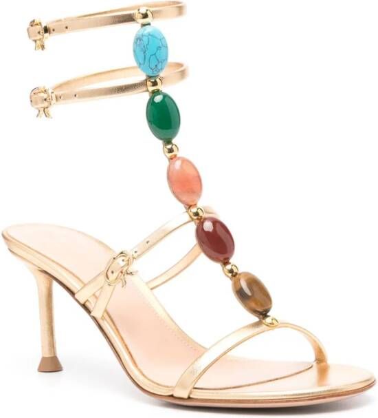 Gianvito Rossi 70mm Shanti leren sandalen Goud