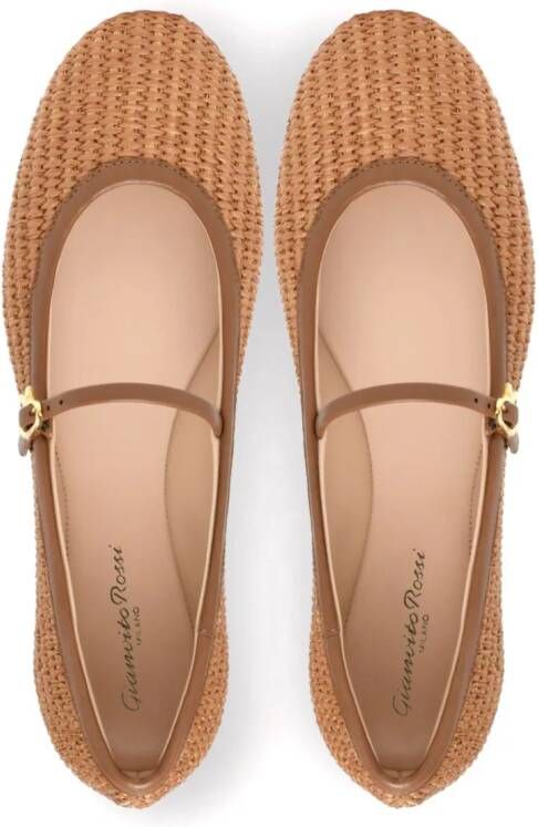 Gianvito Rossi Carla raffia ballerina's Bruin