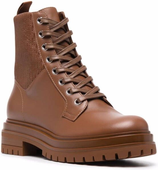 Gianvito Rossi Enkellaarzen met sokstijl Bruin