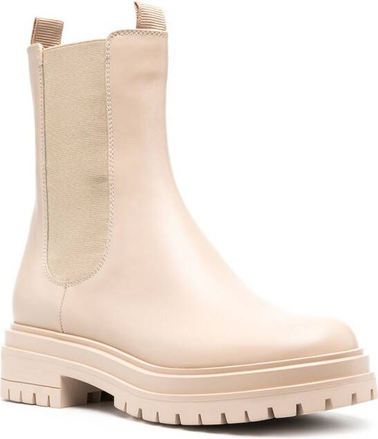 Gianvito Rossi Leren combat boots Beige