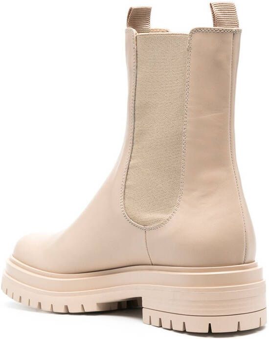 Gianvito Rossi Leren combat boots Beige