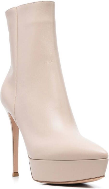 Gianvito Rossi Leren enkellaarzen Beige