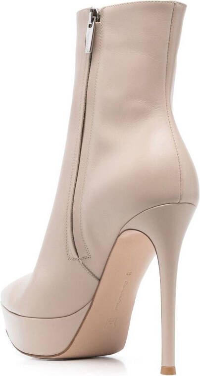 Gianvito Rossi Leren enkellaarzen Beige