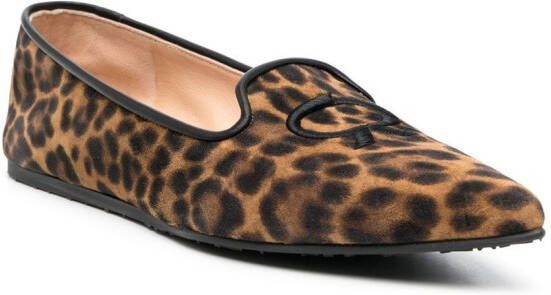 Gianvito Rossi Loafers met luipaardprint Bruin